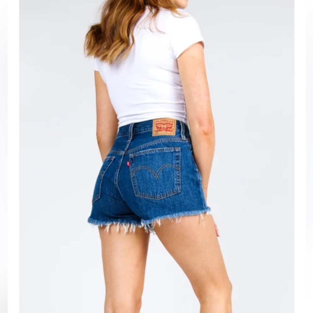 Levi’s 501 Button Fly Cutoff Denim Jeans Shorts 32 Dark 100% Cotton High Rise